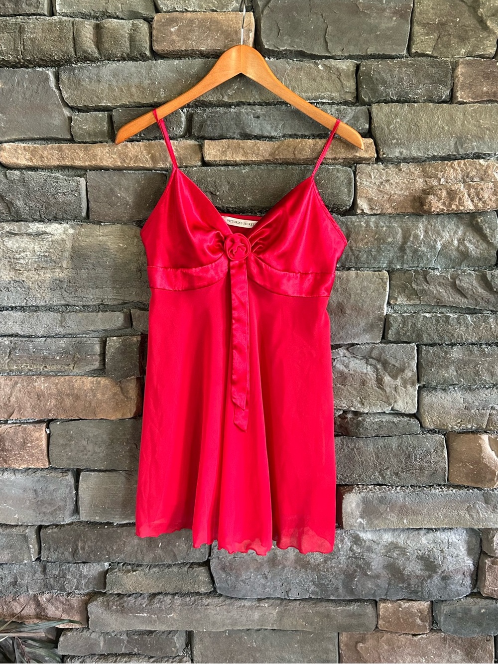 Victoria's Secret Vintage 90s Red Babydoll Top Barbiecore Sheer Slip Cami Size S